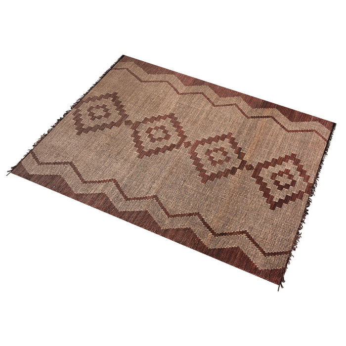 Contemporary Jute And Leather Geometric Rug