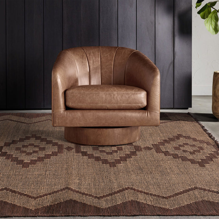 Contemporary Jute And Leather Geometric Rug