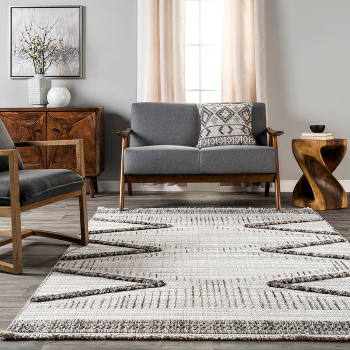 Contemporary Light Grey Textured Area Rug 160x230 cm