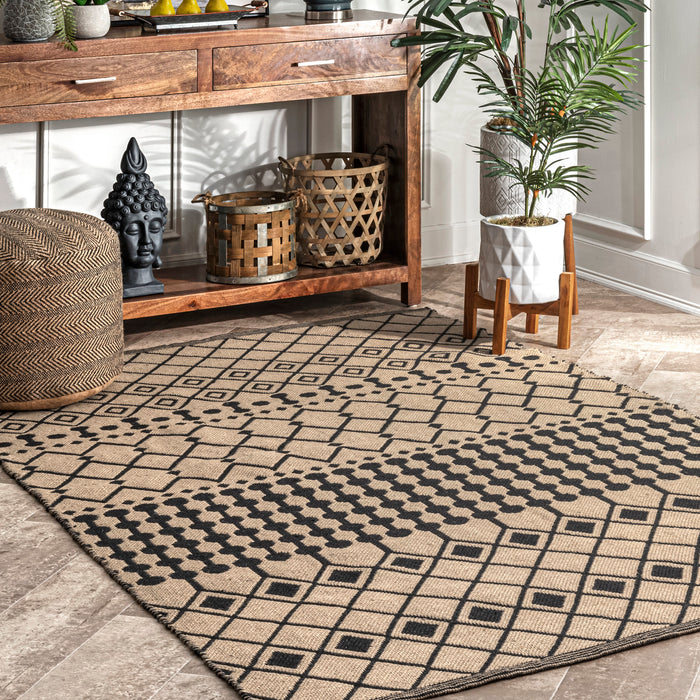 Contemporary Natural Trellis Area Rug for Modern Homes