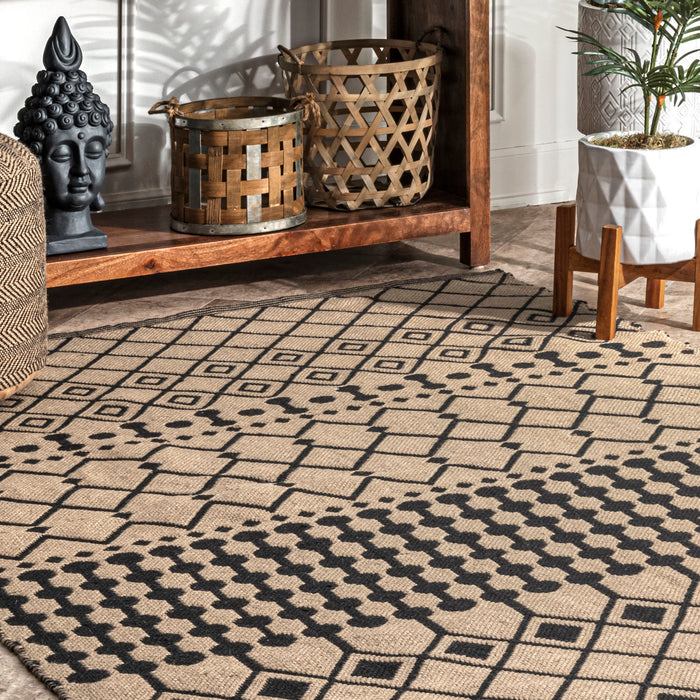 Contemporary Natural Trellis Area Rug for Modern Homes