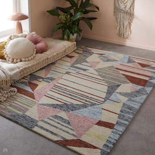 Contours Deco Modern Abstract Hand-Woven Wool Multicolour Rug