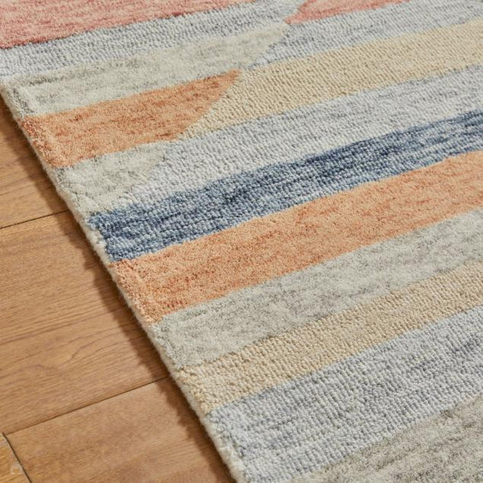 Contours Jagged Modern Abstract Hand-Woven Wool Multicolour Rug