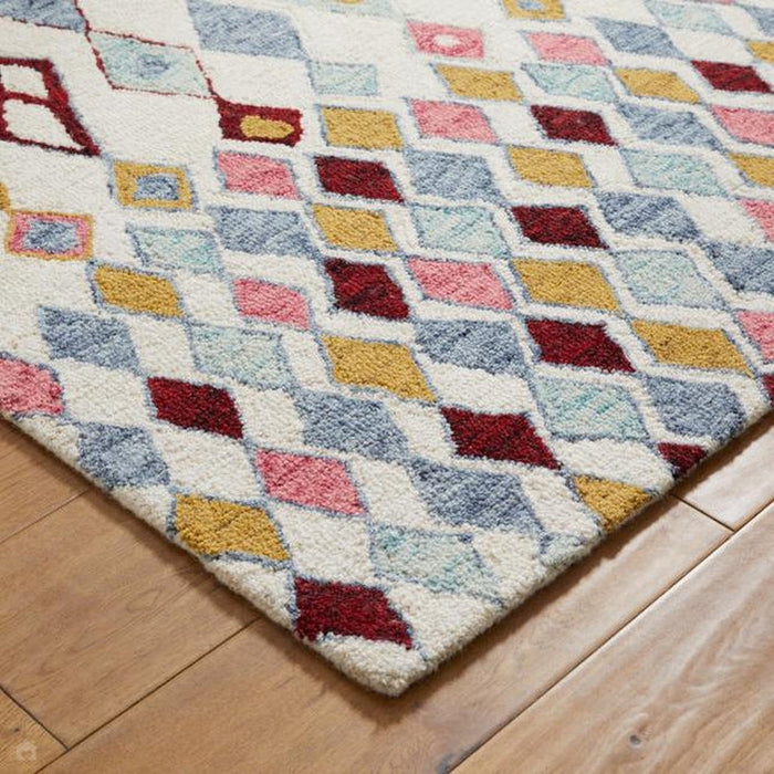 Contours Kite Modern Abstract Hand-Woven Wool&Cotton Pink/Blue/Yellow/Multicolour Rug