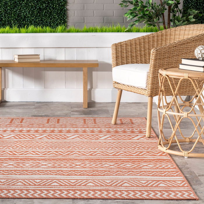 Coral Striped Indoor Outdoor Area Rug 150 cm x 240 cm