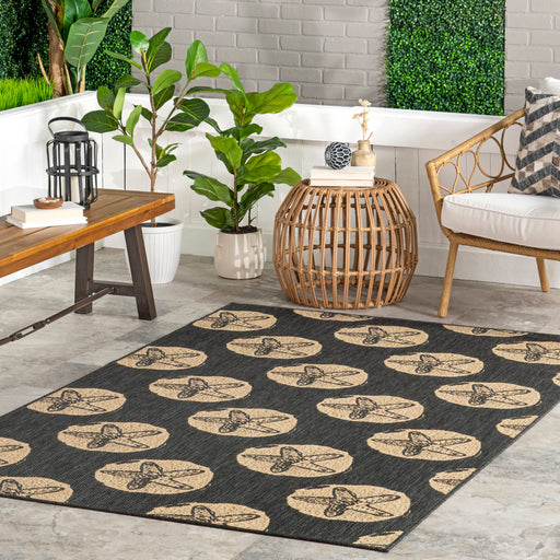 Coralie Dark Grey Starfish Area Rug for Indoor and Outdoor Use