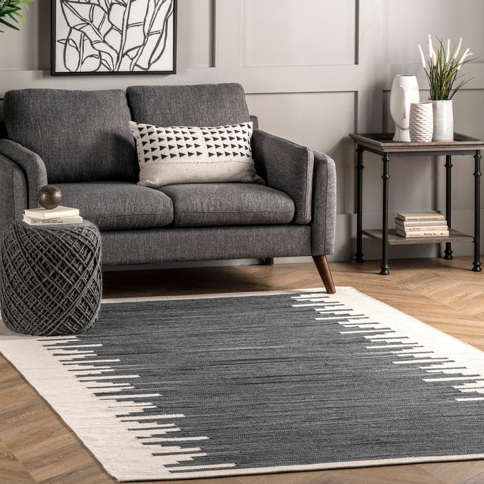 Cotton Area Rug Charcoal 160x230 cm