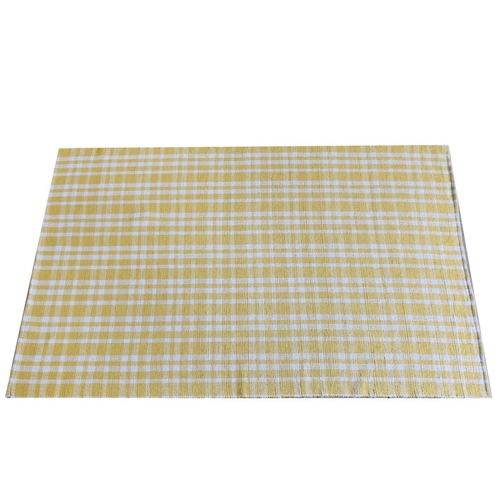 Cotton Checkered Area Rug for Indoor and Outdoor Use