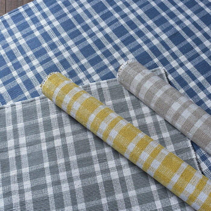 Cotton Checkered Area Rug for Indoor and Outdoor Use