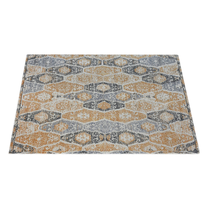 Cotton Chenille Doves Rug in Grey and Gold