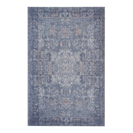 Cotton Chenille Jacquard Rug in Warm Blues