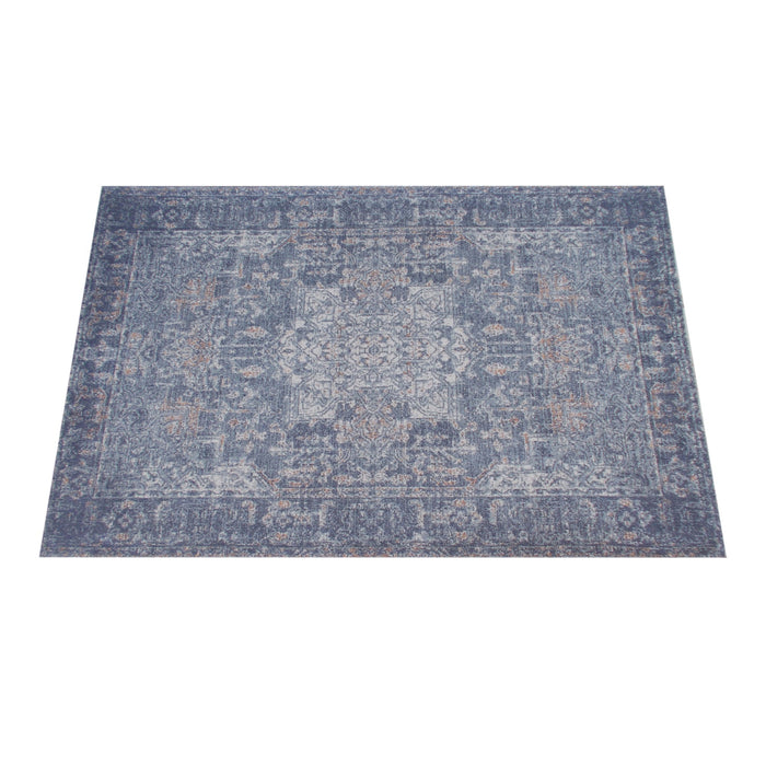 Cotton Chenille Jacquard Rug in Warm Blues