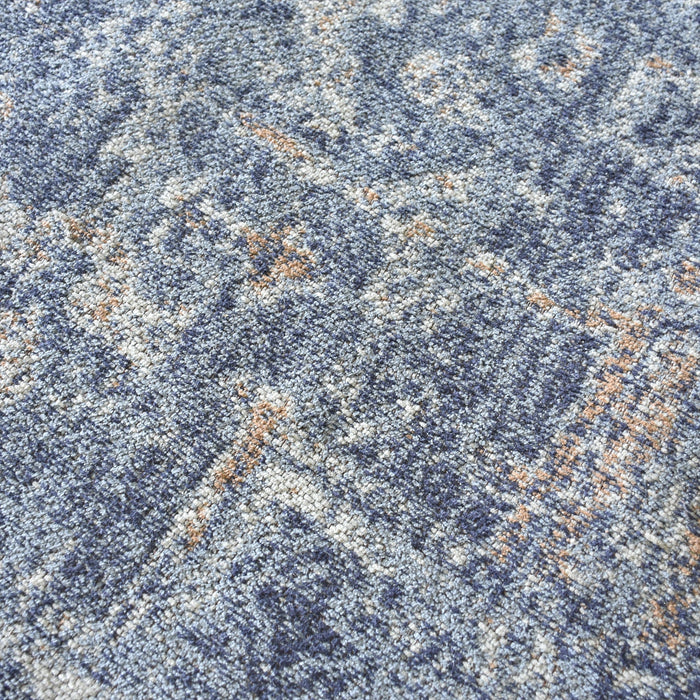 Cotton Chenille Jacquard Rug in Warm Blues