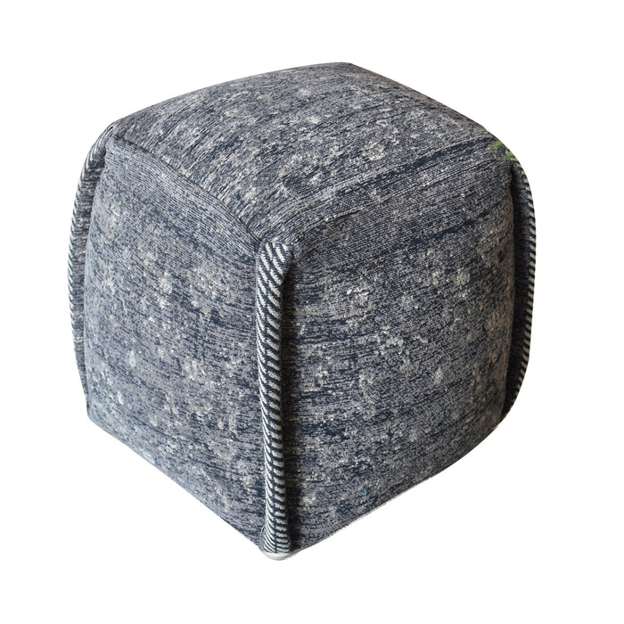 Cotton Chenille Pouf Ottoman for Living Room Seating