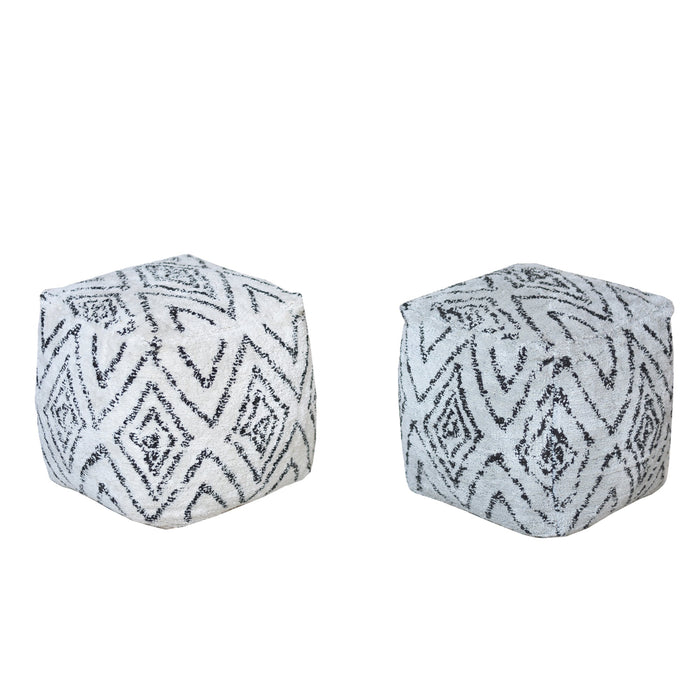 Cotton Cube Pouf Footstool For Seating And Coffee Table