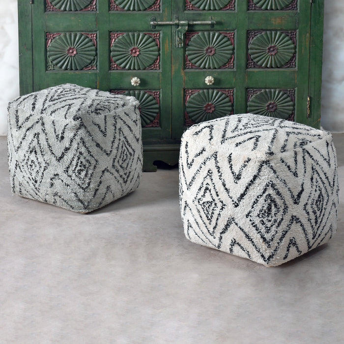 Cotton Cube Pouf Footstool For Seating And Coffee Table