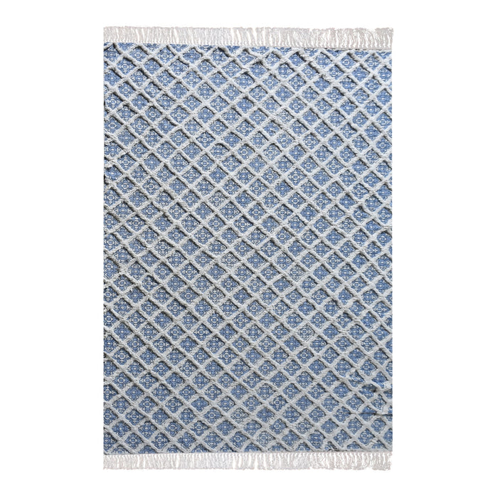 Cotton Hand-Woven Corio Area Rug in Spa Blue