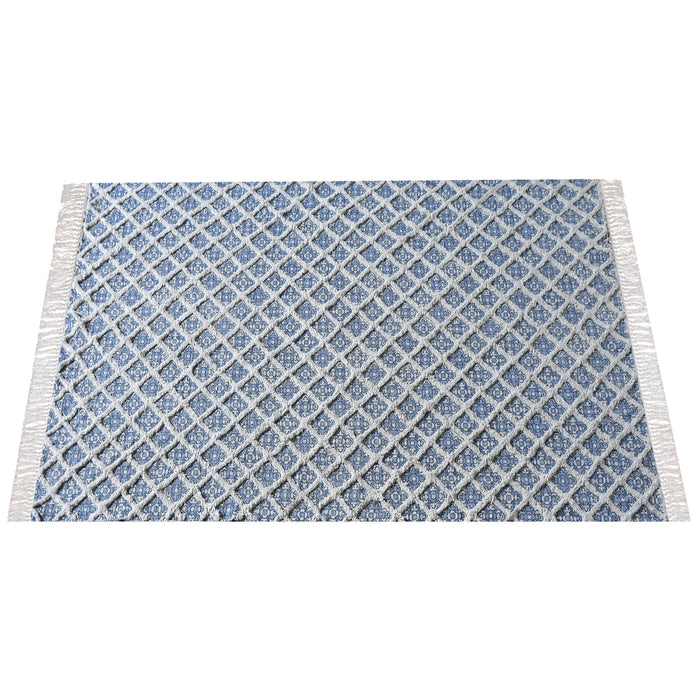 Cotton Hand-Woven Corio Area Rug in Spa Blue