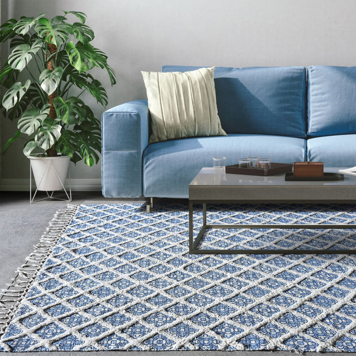 Cotton Hand-Woven Corio Area Rug in Spa Blue