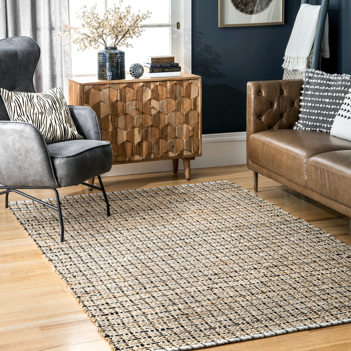 Cotton Jute Flatweave Area Rug Natural Fiber 160x230 cm