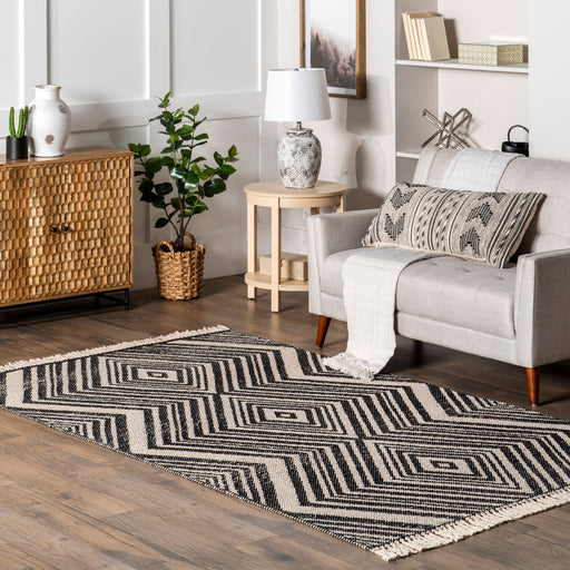 Cotton Zig-Zag Area Rug 152x229 cm Grey