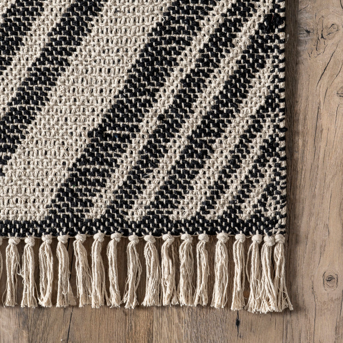 Cotton Zig-Zag Area Rug 152x229 cm Grey