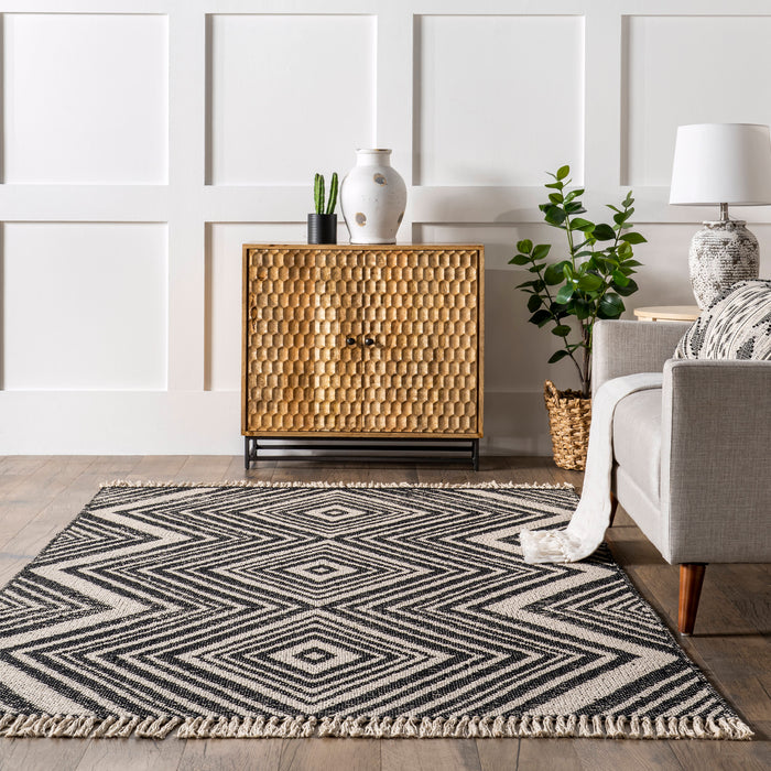 Cotton Zig-Zag Area Rug 152x229 cm Grey