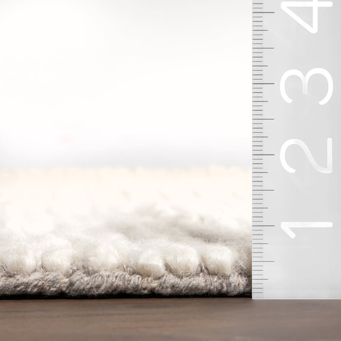 Cozy Knit Wool Rug 120 cm Off White