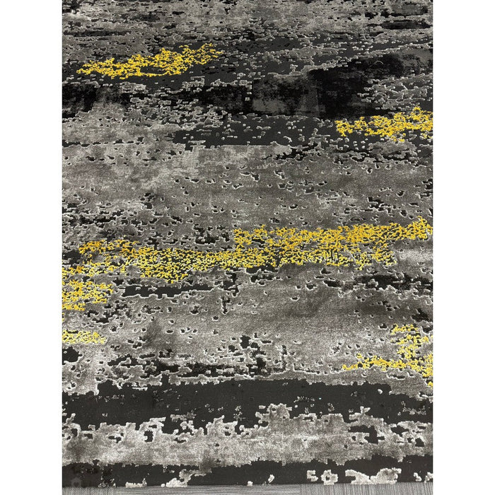 Craft 19788 Modern Abstract Distressed Marbled Metallic Shimmer Soft Textured Black/Grey/Gold Rug