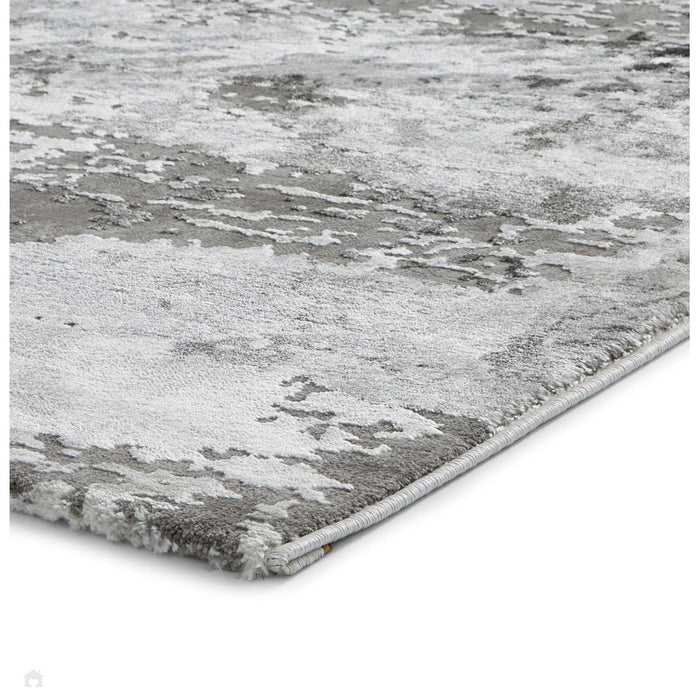 Craft 19788 Modern Abstract Distressed Marbled Metallic Shimmer Soft Textured Grey Rug