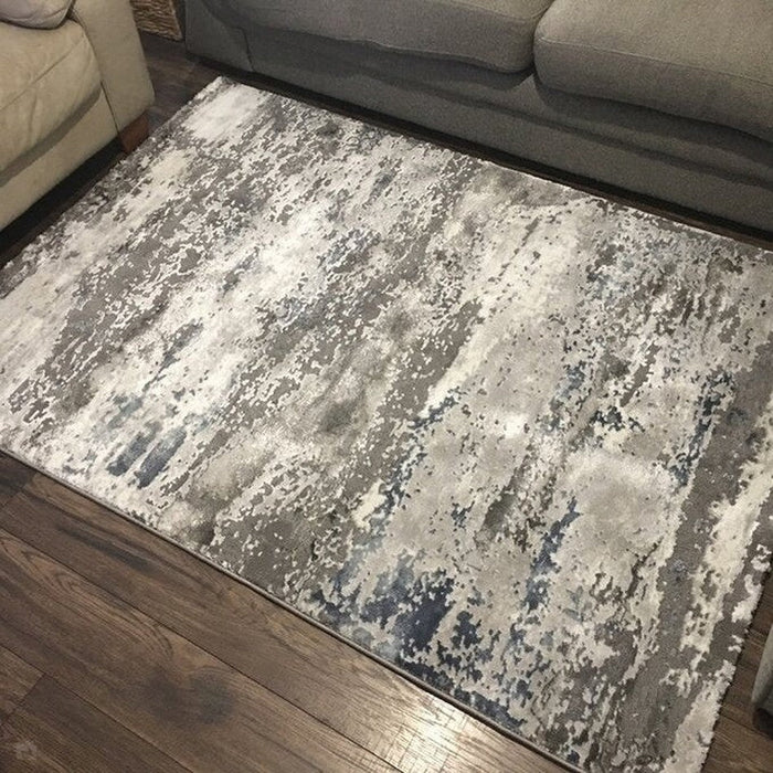 Craft 19788 Modern Abstract Distressed Marbled Metallic Shimmer Soft Textured Grey Rug