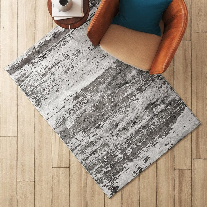 Craft 19788 Modern Abstract Distressed Marbled Metallic Shimmer Soft Textured Grey Rug