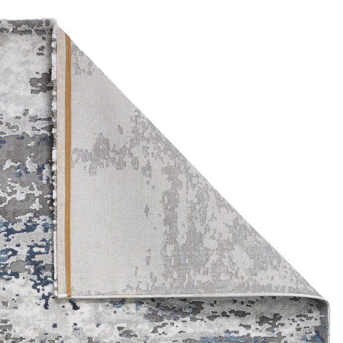 Craft 19788 Modern Abstract Distressed Marbled Metallic Shimmer Soft Textured Grey/Navy Rug