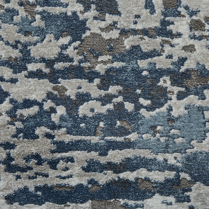 Craft 19788 Modern Abstract Distressed Marbled Metallic Shimmer Soft Textured Grey/Navy Rug