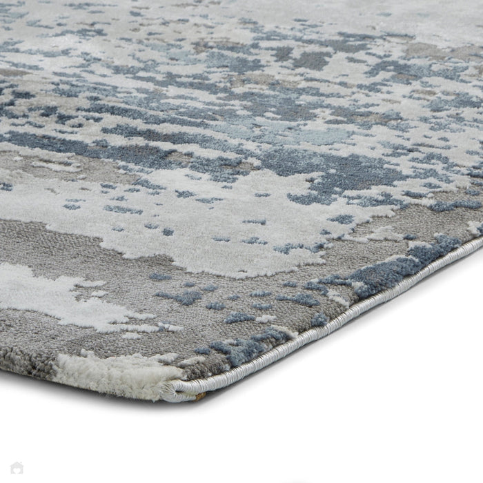 Craft 19788 Modern Abstract Distressed Marbled Metallic Shimmer Soft Textured Grey/Navy Rug