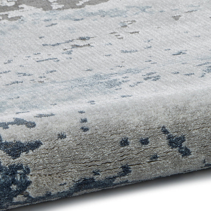 Craft 19788 Modern Abstract Distressed Marbled Metallic Shimmer Soft Textured Grey/Navy Rug