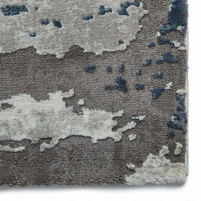 Craft 19788 Modern Abstract Distressed Marbled Metallic Shimmer Soft Textured Grey/Navy Rug