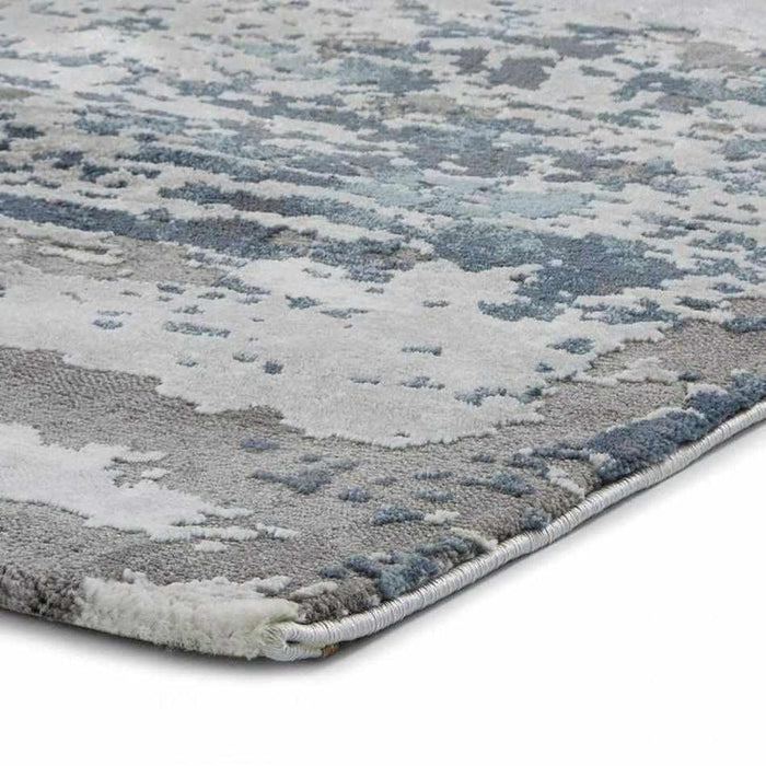 Craft 19788 Modern Abstract Distressed Marbled Metallic Shimmer Soft Textured Grey/Navy Rug