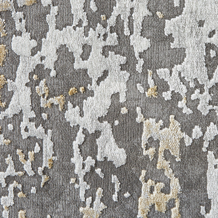 Craft 19788 Modern Abstract Distressed Marbled Metallic Shimmer Soft Textured Grey/Ochre Rug