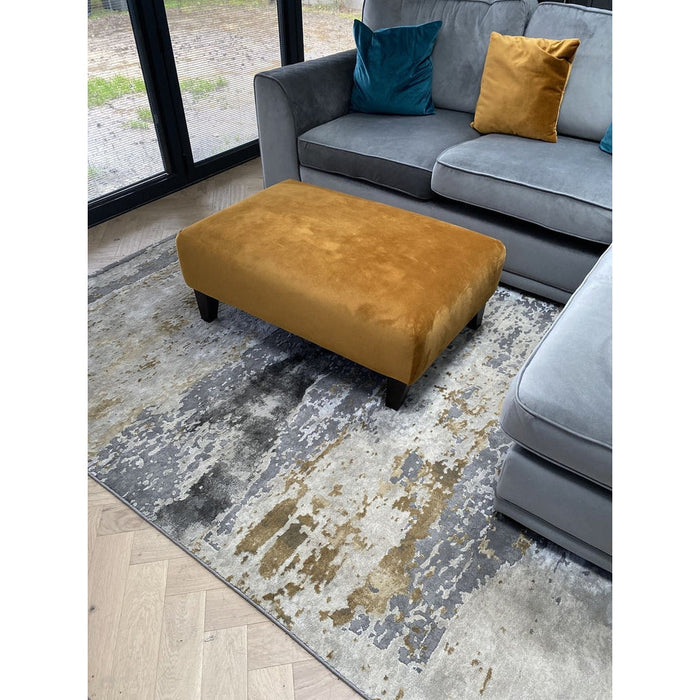 Craft 19788 Modern Abstract Distressed Marbled Metallic Shimmer Soft Textured Grey/Ochre Rug