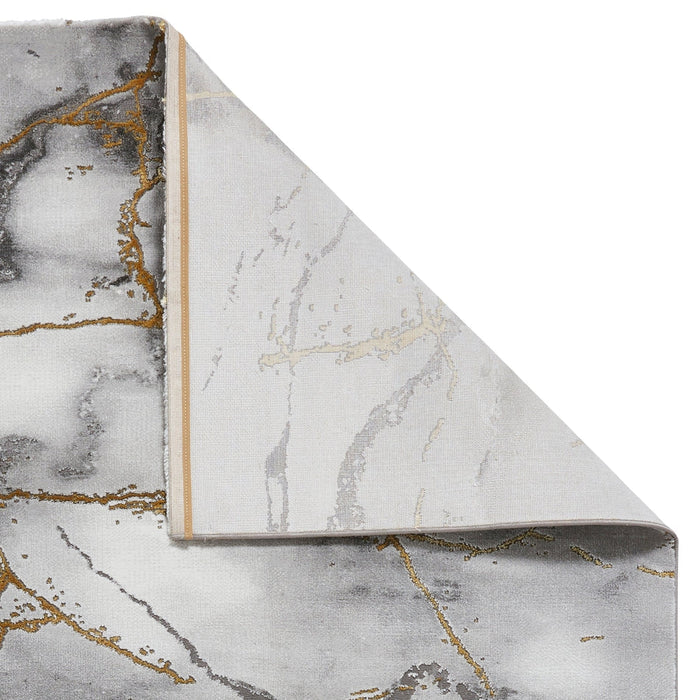 Craft 23270 Modern Abstract Marbled Soft Textured Ivory/Grey/Gold Rug