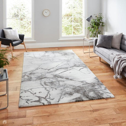 Craft 23270 Modern Abstract Marbled Soft Textured Ivory/Grey/Silver Rug