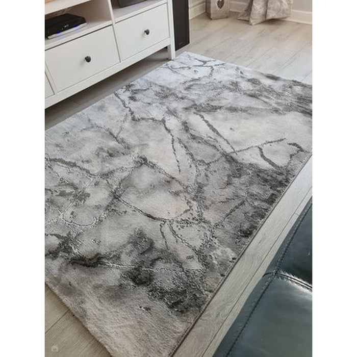 Craft 23270 Modern Abstract Marbled Soft Textured Ivory/Grey/Silver Rug