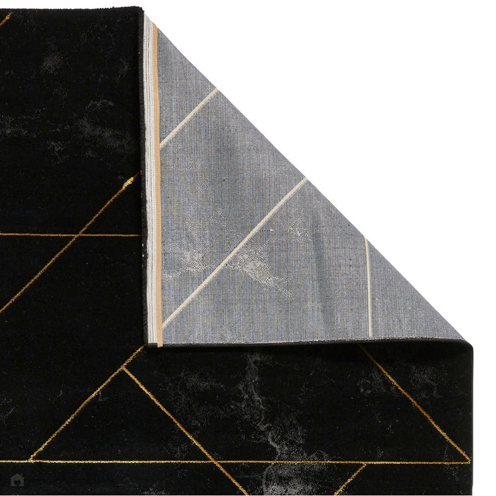 Craft 23299 Modern Geometric Marbled Soft Textured Black/Gold Rug