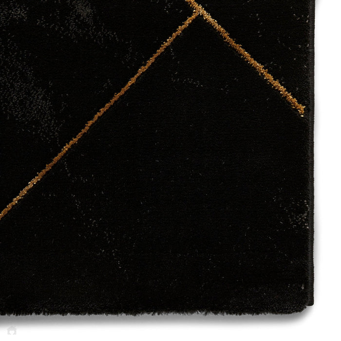 Craft 23299 Modern Geometric Marbled Soft Textured Black/Gold Rug