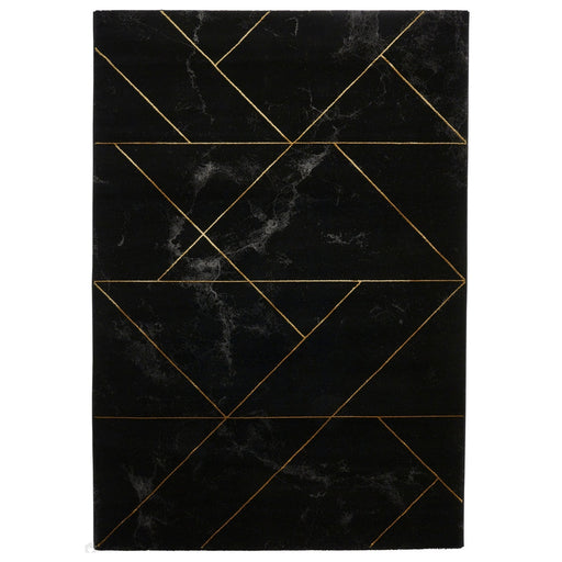 Craft 23299 Modern Geometric Marbled Soft Textured Black/Gold Rug