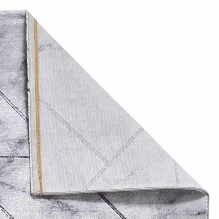 Craft 23299 Modern Geometric Marbled Soft Textured Ivory/Silver Rug