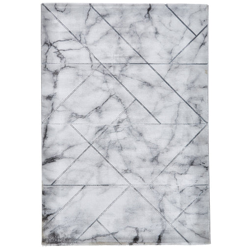 Craft 23299 Modern Geometric Marbled Soft Textured Ivory/Silver Rug