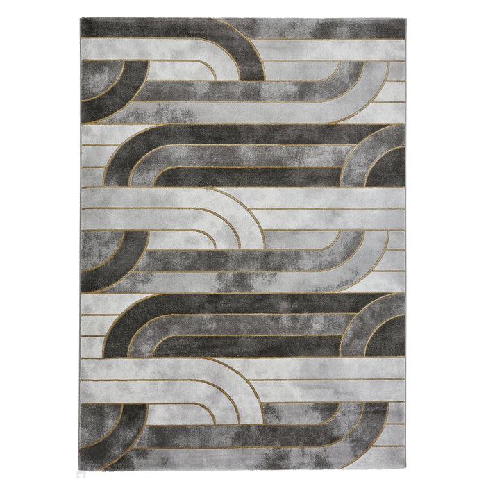 Craft 23430 Modern Geometric Wavy Soft Textured Grey/Gold Rug