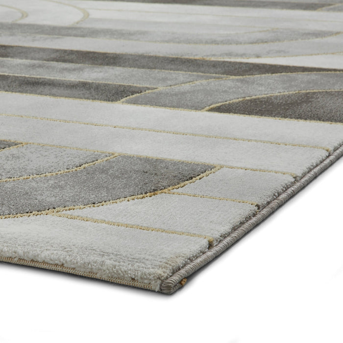 Craft 23430 Modern Geometric Wavy Soft Textured Grey/Gold Rug